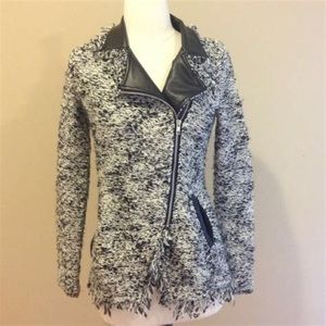 Ella Moss small knit moto jacket with leather trim